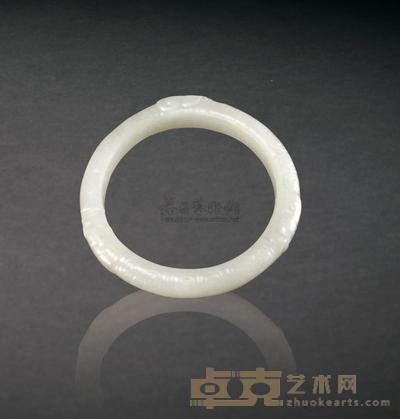 清 白玉兽面纹手镯 内直径5.7cm