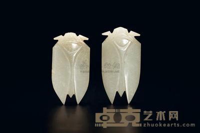 汉 白玉蝉 （二件） 高6.1cm