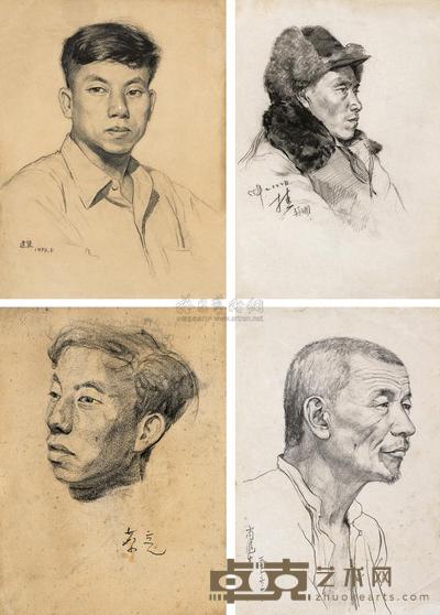 詹建俊 蔡亮 傅植桂 尚沪生 50年代作 人物头像组画 38×29.5cm;25.5×19cm;37×25.5cm;29×19cm