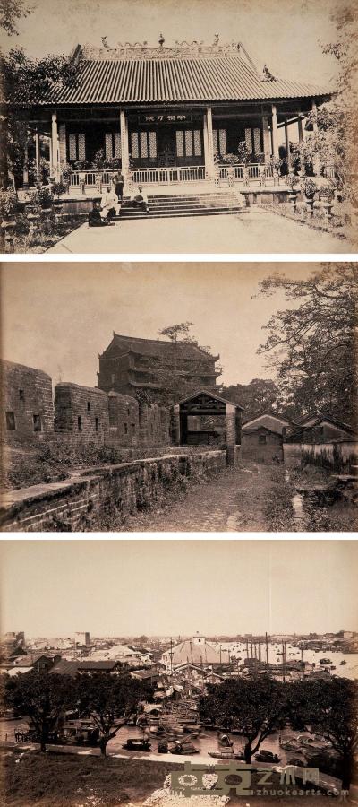 广州旧景三张 1880年左右 