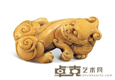 清 象牙雕螭龙带钩 长5.2cm