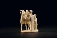 清中期 象牙雕三童戏羊摆件