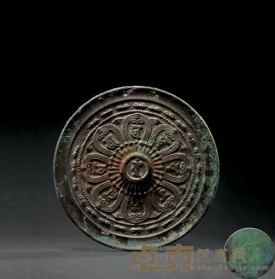 元代 梵文铜镜 直径13cm
