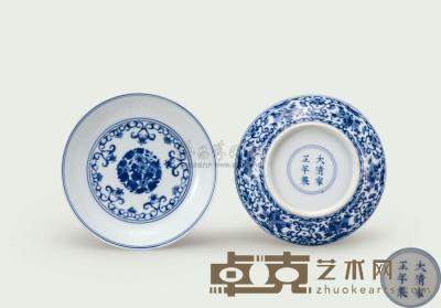 清雍正 青花花卉盘 （二件） 直径10.8cm
