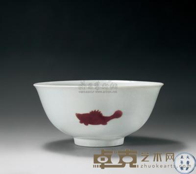 清雍正 釉里红三鱼碗 直径15.3cm
