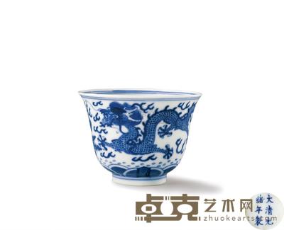 清光绪 青花海水云龙杯 直径8.5cm