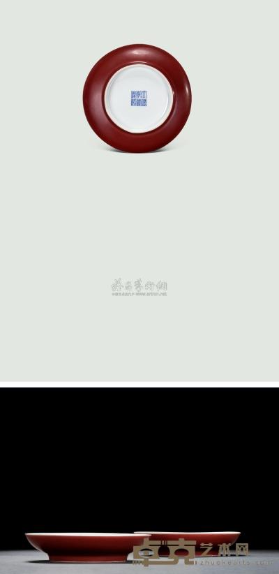 清乾隆 霁红釉盘 （二件） 直径15cm