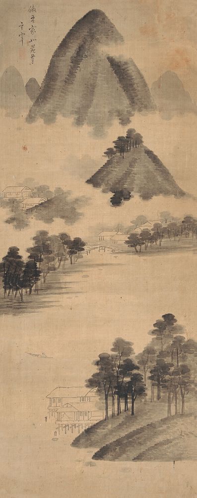 董其昌 米家山水 立轴113×45cm