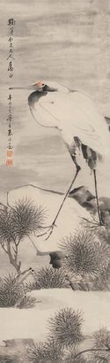朱梦庐 松鹤 镜心