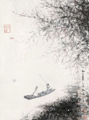 傅抱石 唐人诗意 镜心
