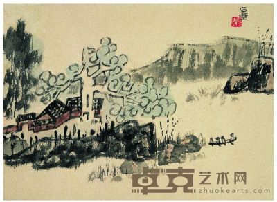 陈子庄（1913～1976） 村渡图 
