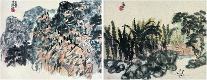 陈子庄（1913～1976） 汉旺山水 清溪鹅戏图