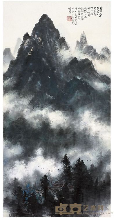 煙寺晚鐘圖 136×68.5cm