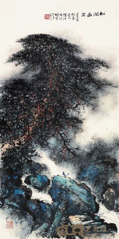 松澗幽禽 137×69.5cm