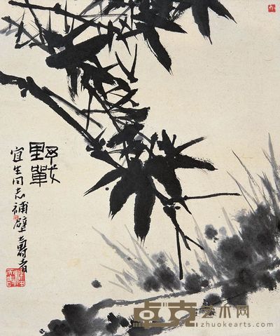 潘天寿 野战图 镜心 47×40cm