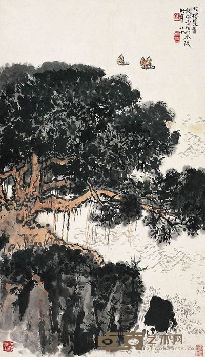 钱松嵒 1978年作 大榕长青 立轴 68×40cm