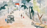 关良 1943-1944年作 昆明街景