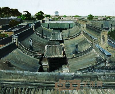 殷雄 2005年作 平遥风景 50×60cm
