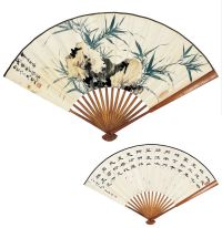 吴湖帆（1894～1968）张厚翼（？～2005） 竹石图·书法