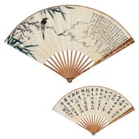溥儒（1896～1963）钱振锽（1875～1944）梅竹小鸟图·书法