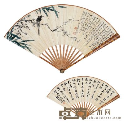 溥儒（1896～1963）钱振锽（1875～1944）梅竹小鸟图·书法 