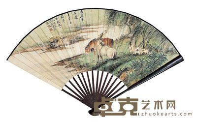 溥僴（1901～1966）柳溪双骏图 
