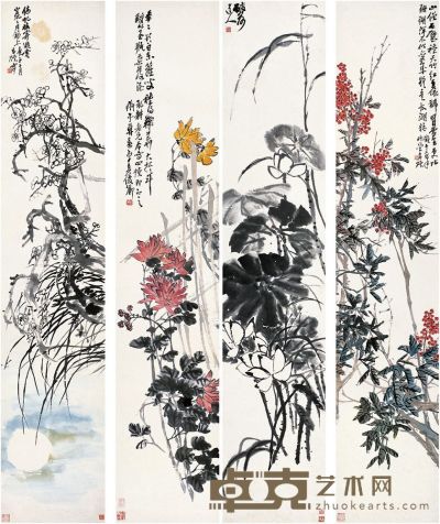 吴昌硕（1844～1927） 四季花卉 