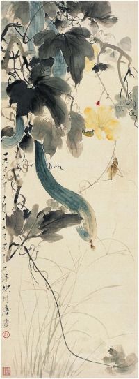 唐 云（1910～1993） 瓜阴秋虫图
