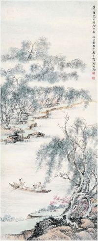 吴青霞（1910～2008） 柳溪荡桨图