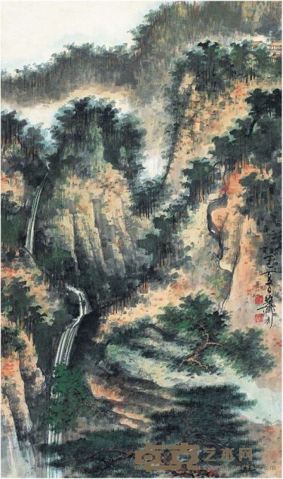 谢稚柳（1910～1997） 青山飞泉图 