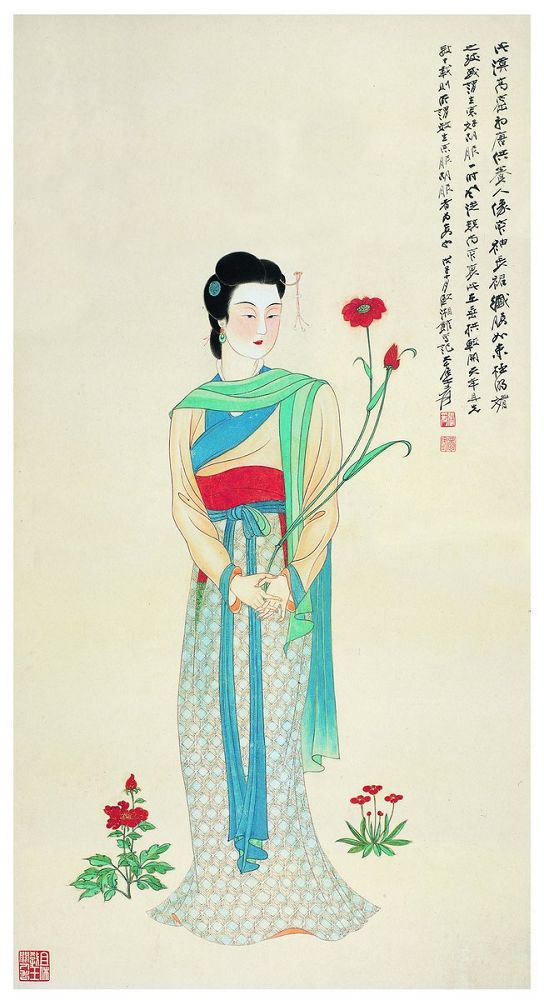 张大千（1899～1983） 初唐供养人像
