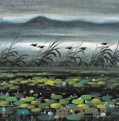 林风眠（1900～1991） 荷塘过雁图 