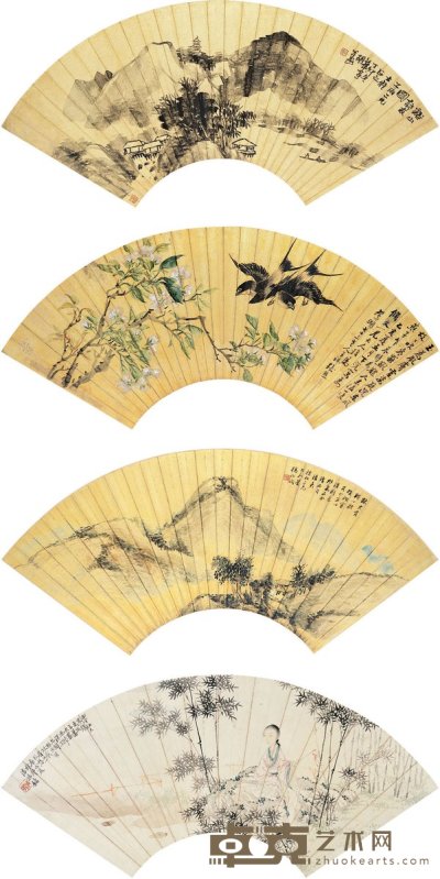 胡公寿（1823～1886）张 熊（1803～1886）杨伯润（1837～1911）潘振镛（1852～1921） 山水 花卉 