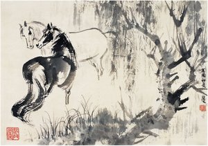 刘旦宅（1931～ ） 双骏图