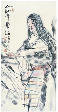 吴山明 2010年作 人和年丰 画心