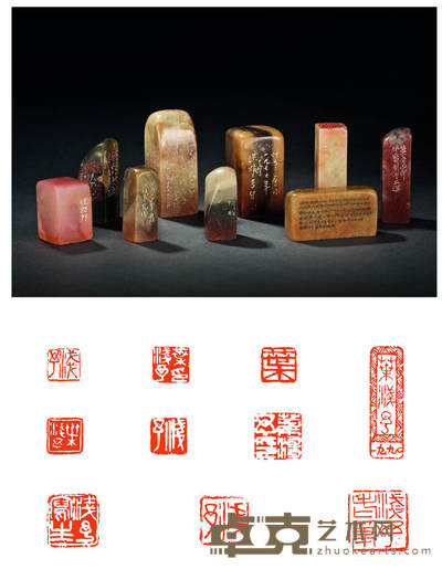 谢梅奴、桑宝松、吴一峰、薛佛影刻叶浅予自用印 （九方） 2.6×2.6×4.6cm；4.6×1.4×2.4cm；2.1×2.1×5.5cm；1.2×1.2×