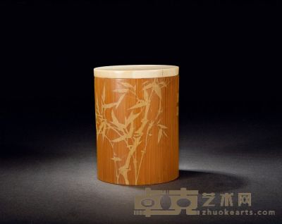 现代·唐云画、盛丙云刻竹雕虫罐 