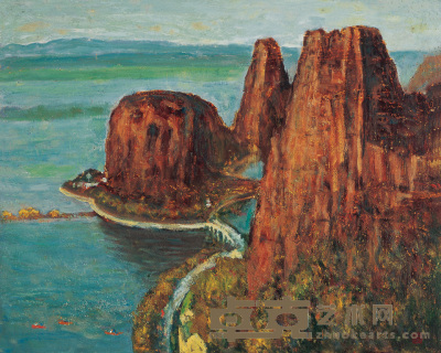 余本 1960年作 星湖风景 40.6×50.6cm