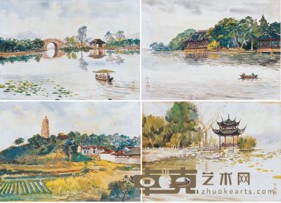 李咏森 风景 （四幅） 39.5×54.5cm×4