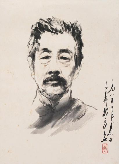 王子武 1983年作 鲁迅像 立轴