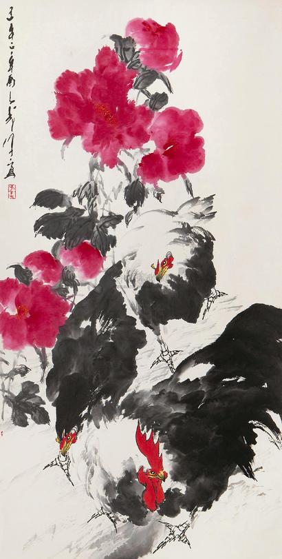 王子武 辛酉（1981年）作 富贵大吉 镜心