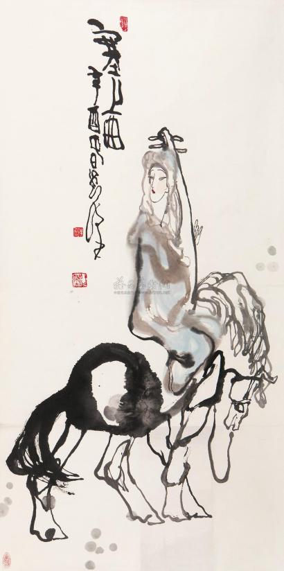 刘汉 辛酉（1981年）作 塞上曲 镜心