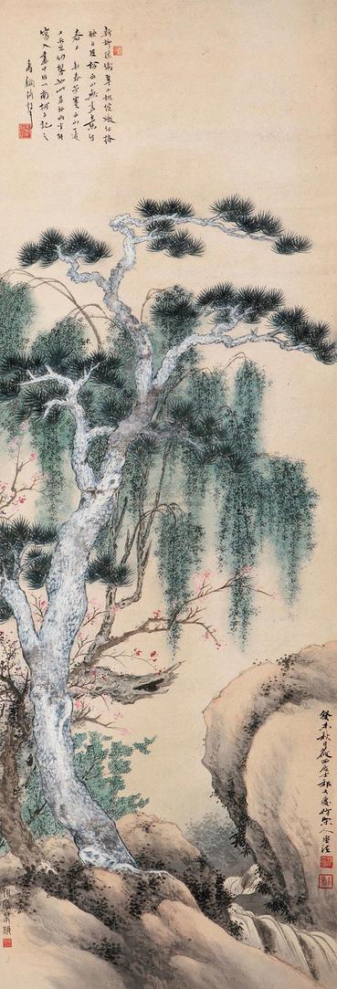 祁大夔 晏少翔 癸未（1943年）作 三友图 立轴