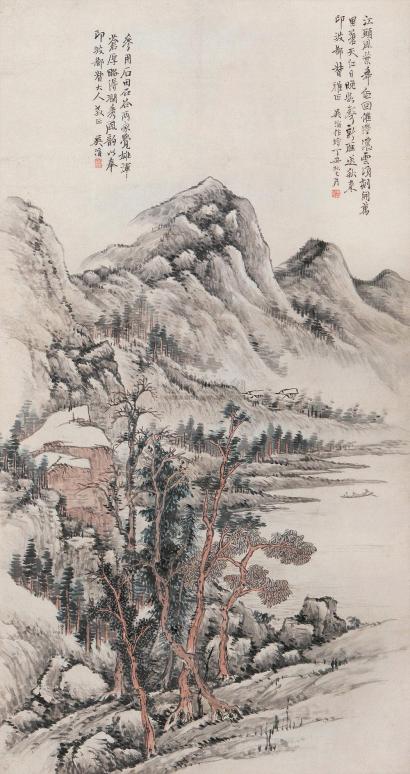 吴滔 丁丑（1877年）作 秋山红树 立轴