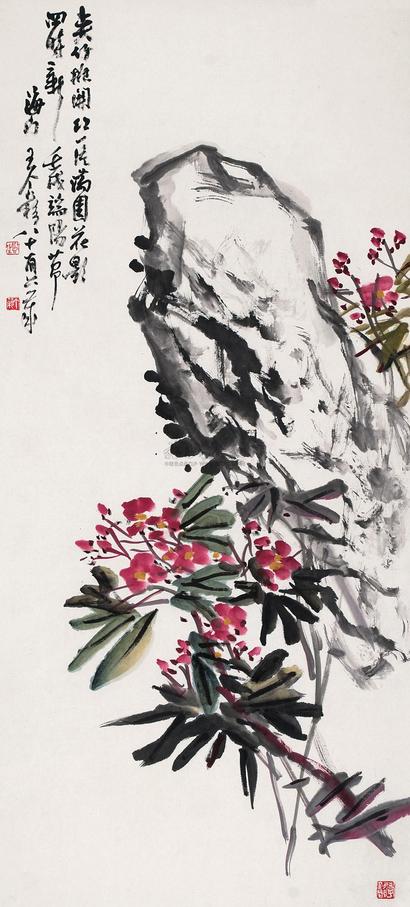 王个簃 壬戌（1982年）作 夹竹桃 镜心