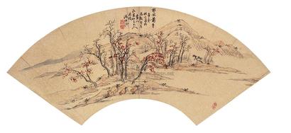 汤贻汾 辛亥（1851年）作 寒林萧寺 立轴