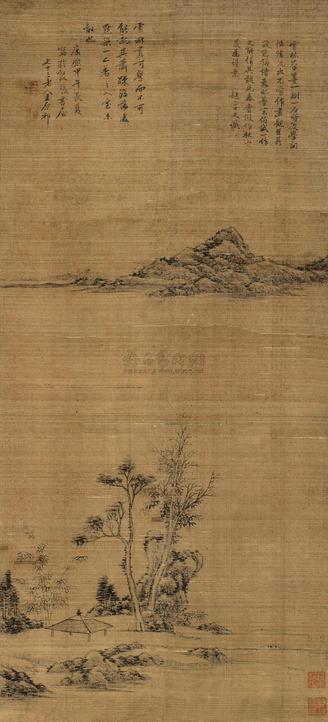 王原祁 （款） 甲午（1714年）作 仿倪瓒山水 立轴