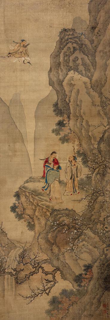 顾见龙 梅溪遇仙图 立轴