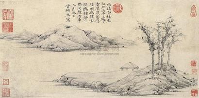 倪瓒 （款） 戊申（1368年）作 雨后空林 立轴