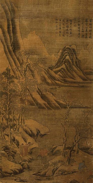 周臣 （款） 雪山渔父图 镜心